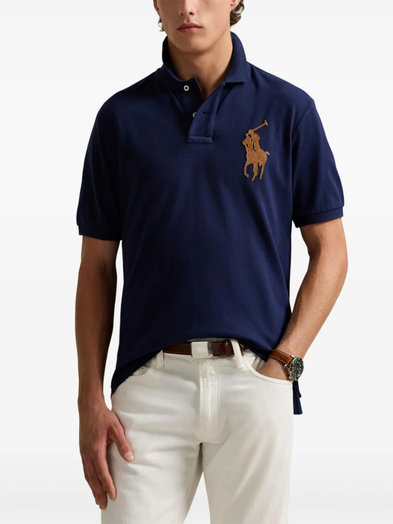 Рубашка поло с аппликацией Polo Pony от Polo Ralph Lauren, синий — фото 3