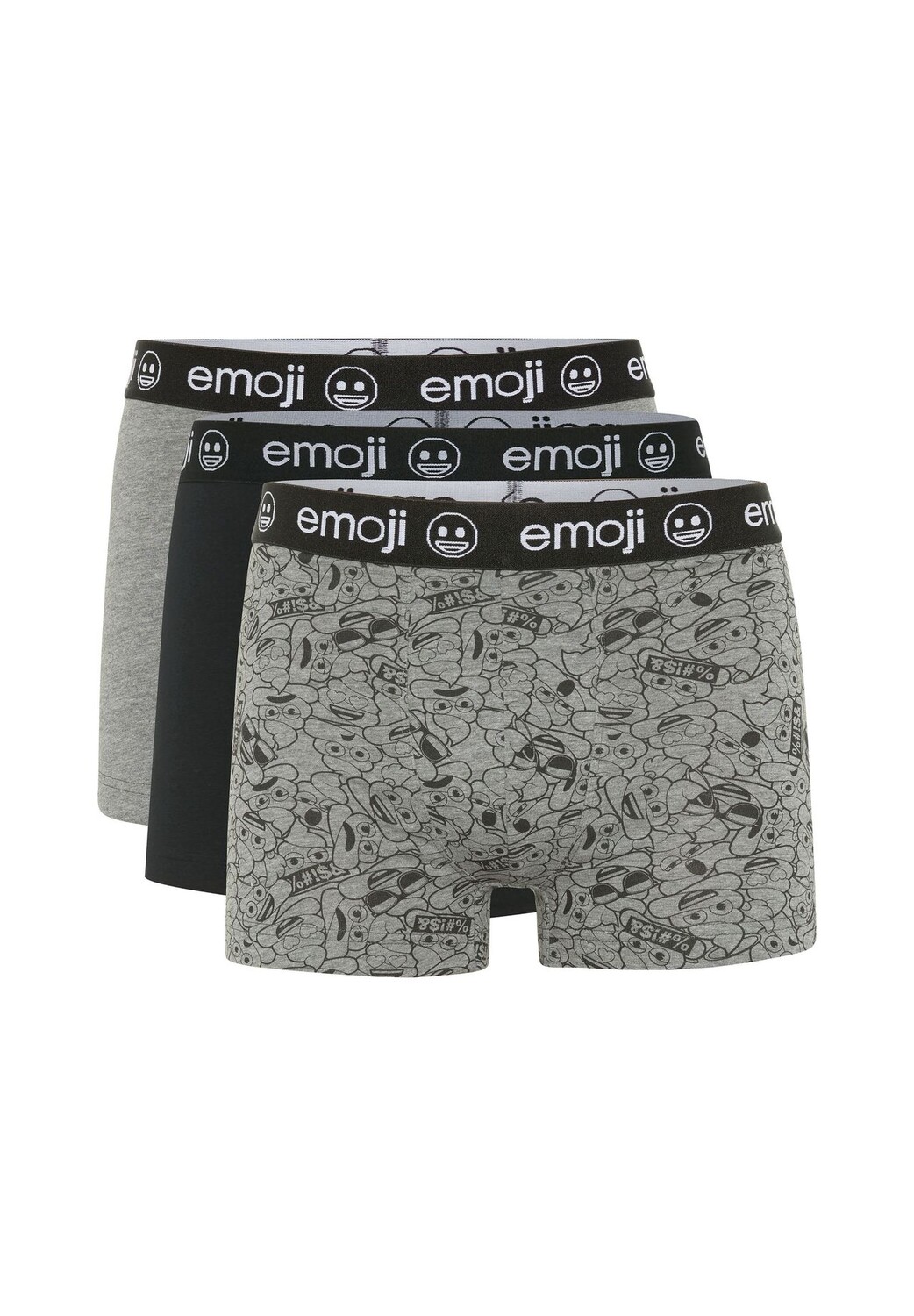 

Шорты-боксеры в упаковке по три штуки на эластичном поясе emoji, цвет Medium Grey Black