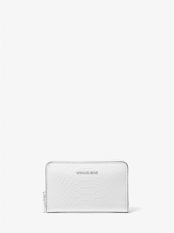 

Маленький кошелек из кожи с тиснением под змею Jet set Michael Kors, белый