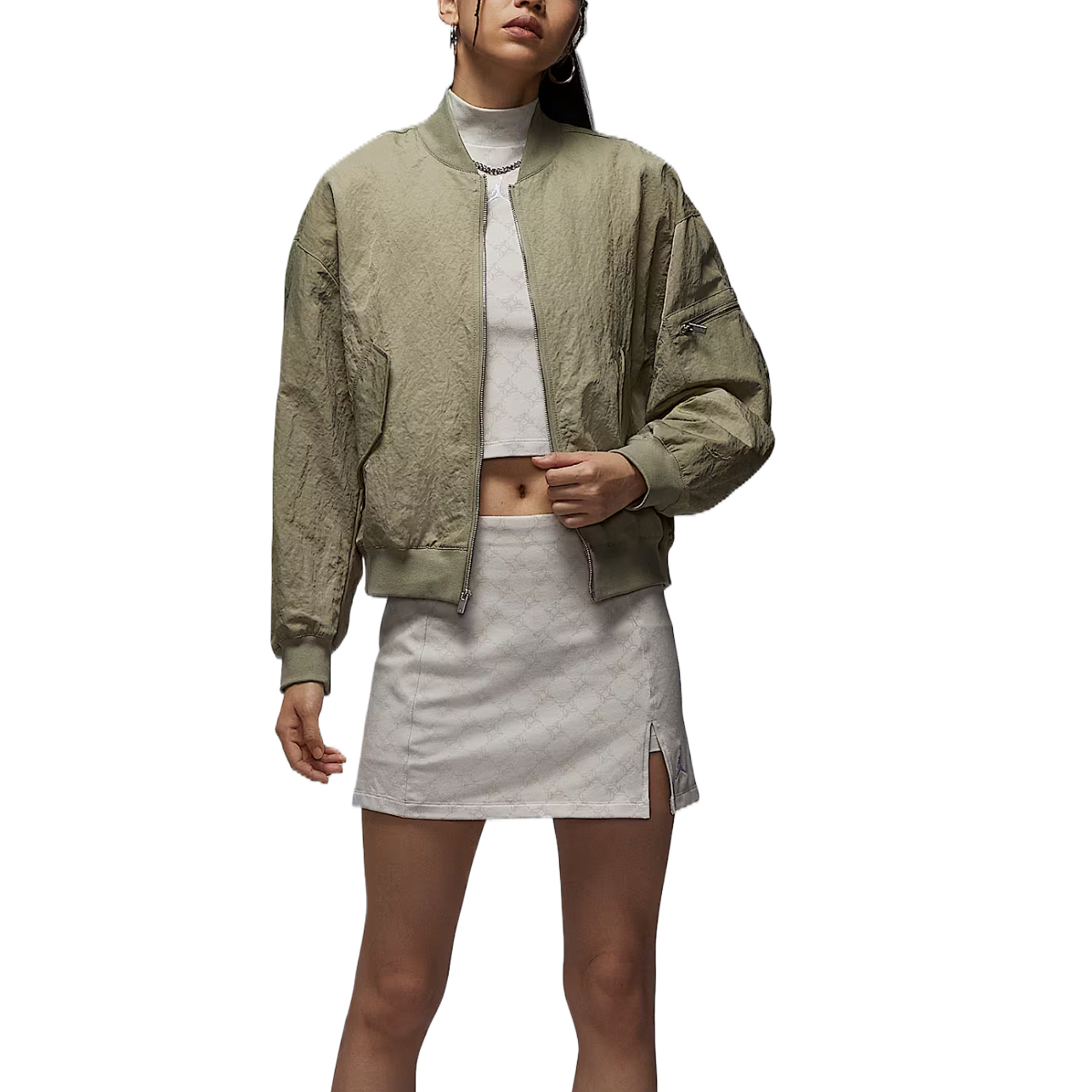 Jordan Женская куртка Flight Renegade, Medium Khaki/Team Orange — фото 4