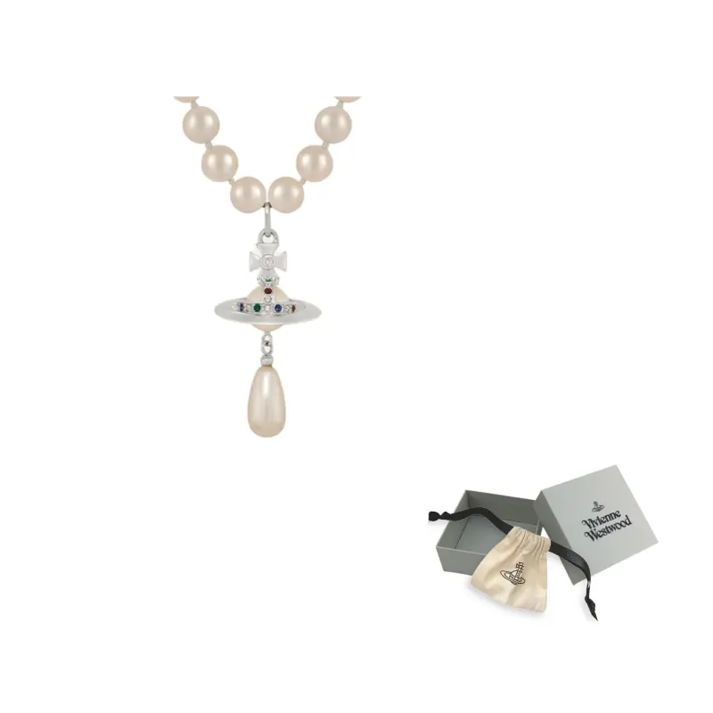 

Искусственный хрусталь, латунь, стекло, искусственный жемчуг, ожерелья, женские, silver Vivienne Westwood, серебряный