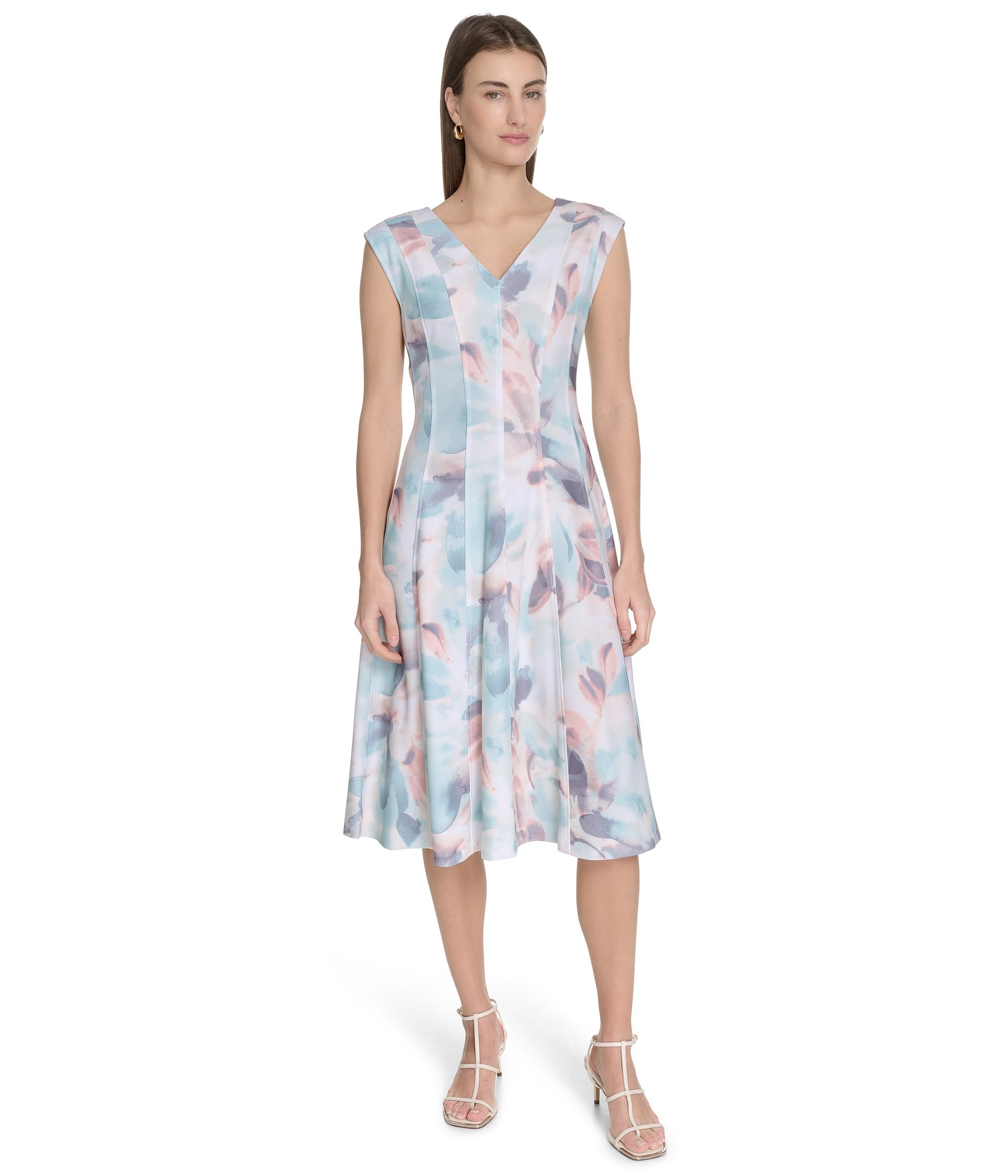 

Платье Calvin Klein Printed Seamed Aline, Seaspy Mult