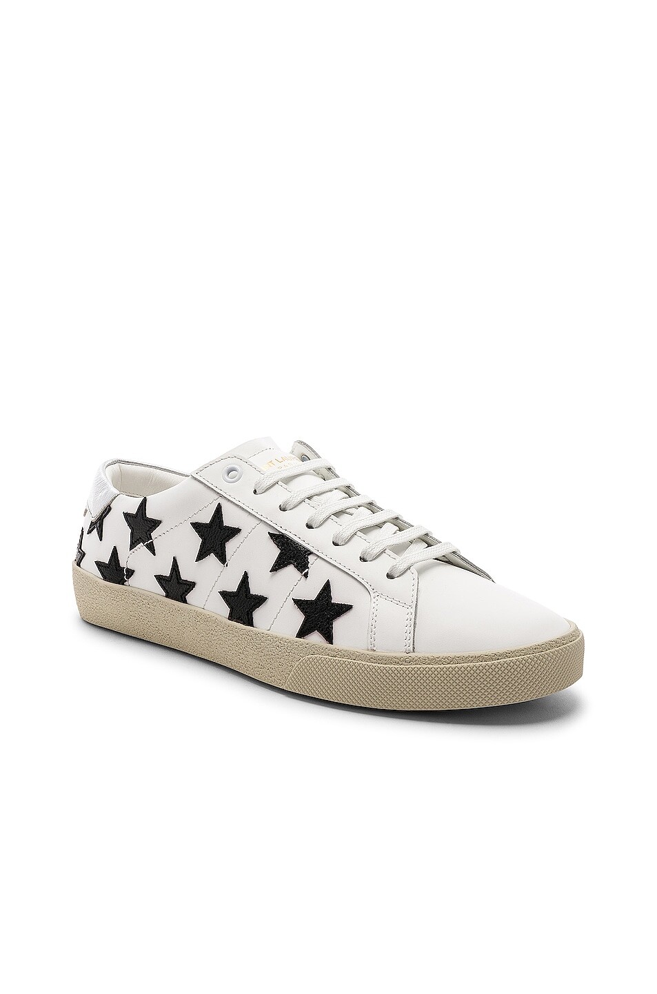 Кожаные низкие кеды со звездами SL/06 Saint Laurent, цвет Optic White & Black & Silver — фото 2