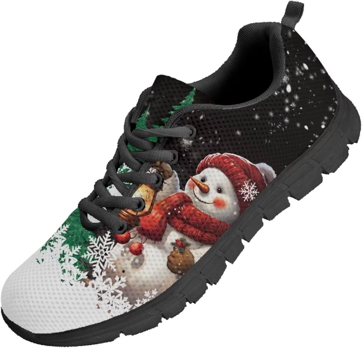

Кроссовки Forchrinse для женщин и мужчин, повседневные с шнуровкой, нескользящие, для бега, спорта и тренажерного зала, Christmas Snowman