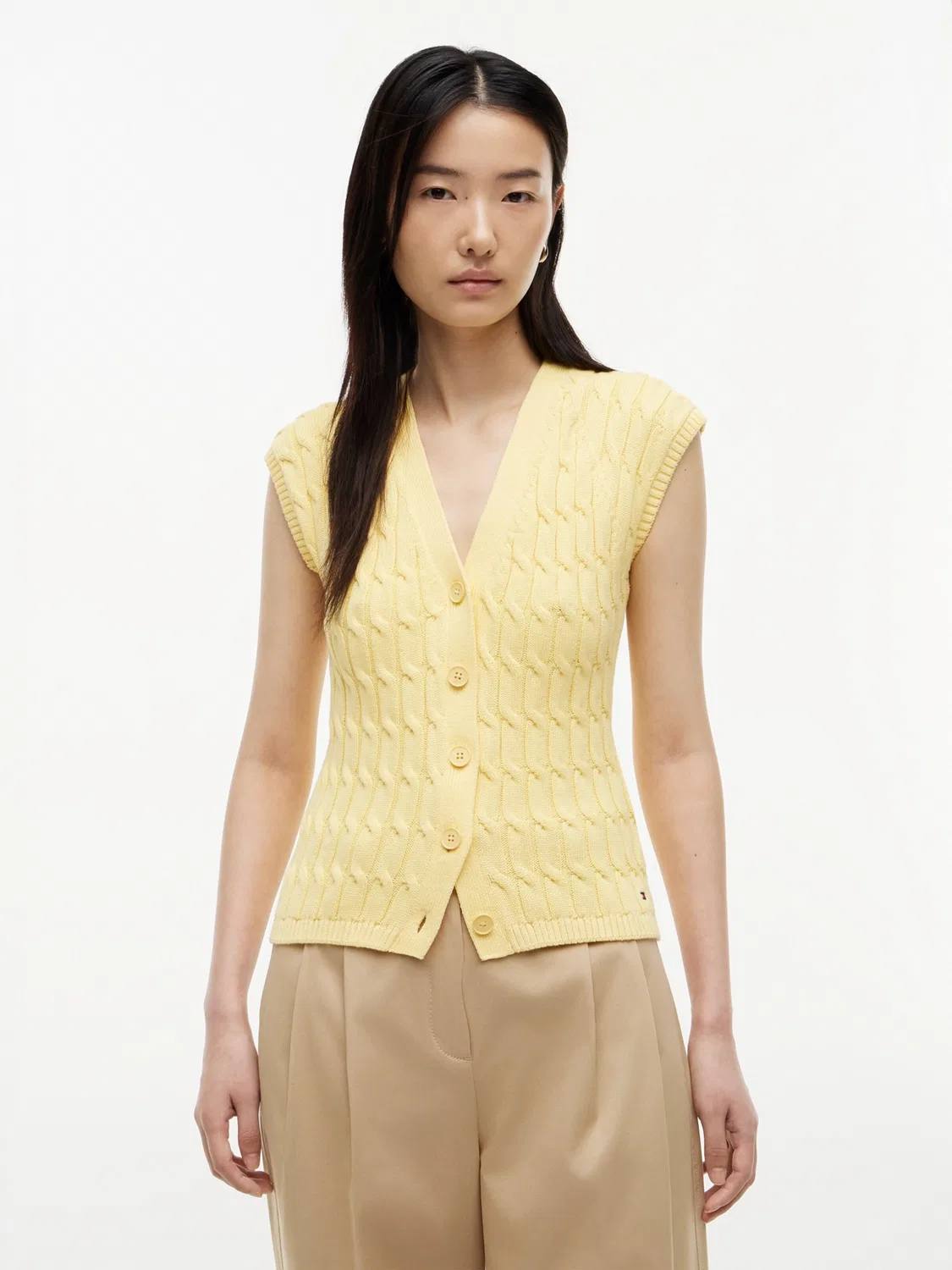 Вязаный жилет Tommy Hilfiger, Light Yellow — фото 3