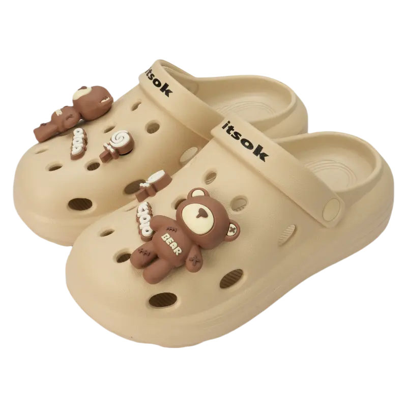 

Itsok Клоги унисекс белые с аксессуаром (милый медвежонок Коко), цвет White+Accessory (Cute Coco Bear)