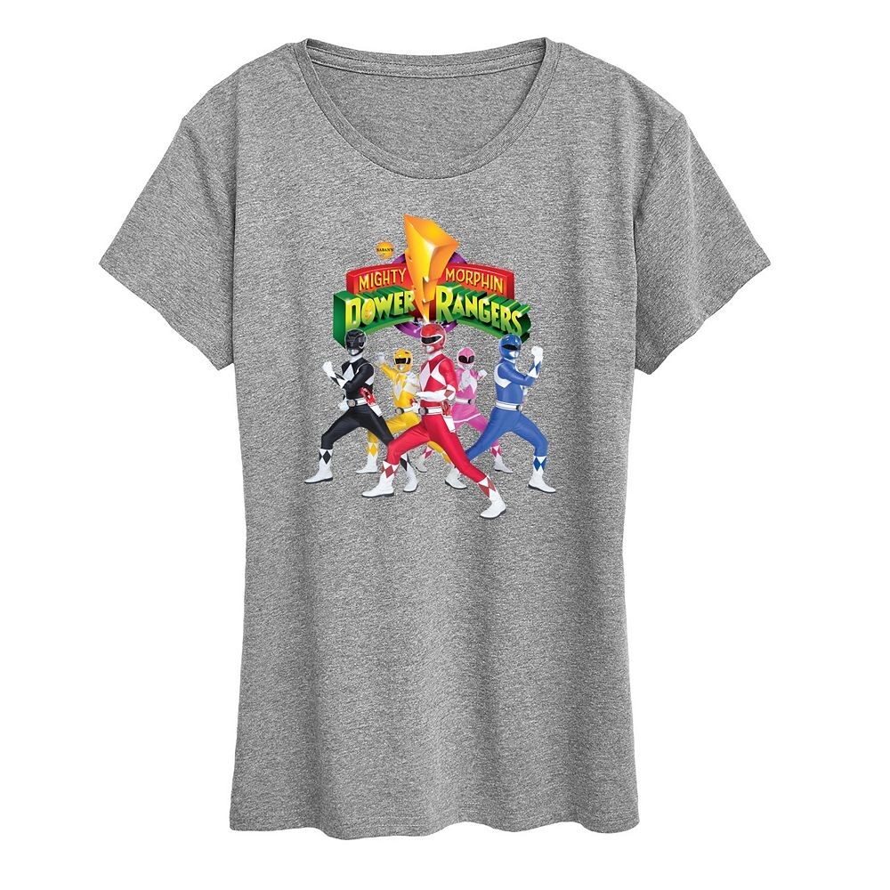 

Женская футболка с графическим рисунком в стиле ретро Power Rangers Licensed Character, цвет Heather Gray