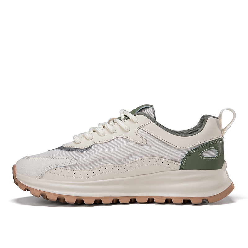 

Амортизирующие дышащие легкие увеличивающие рост повседневные низкие кроссовки SAIFEINU, бежево-зеленый