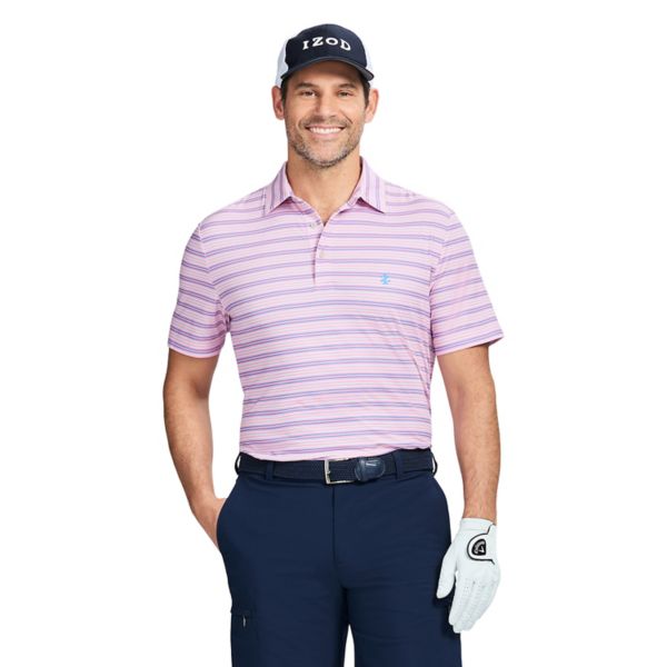 

Мужская поло для гольфа SwingFlex Elite с коротким рукавом Izod, цвет prism pink stripe