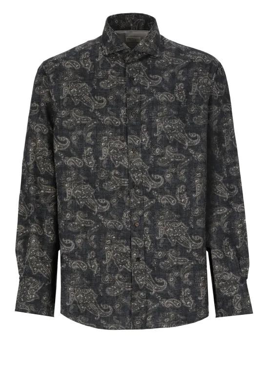 

Рубашка с пейсли Brunello Cucinelli, черный
