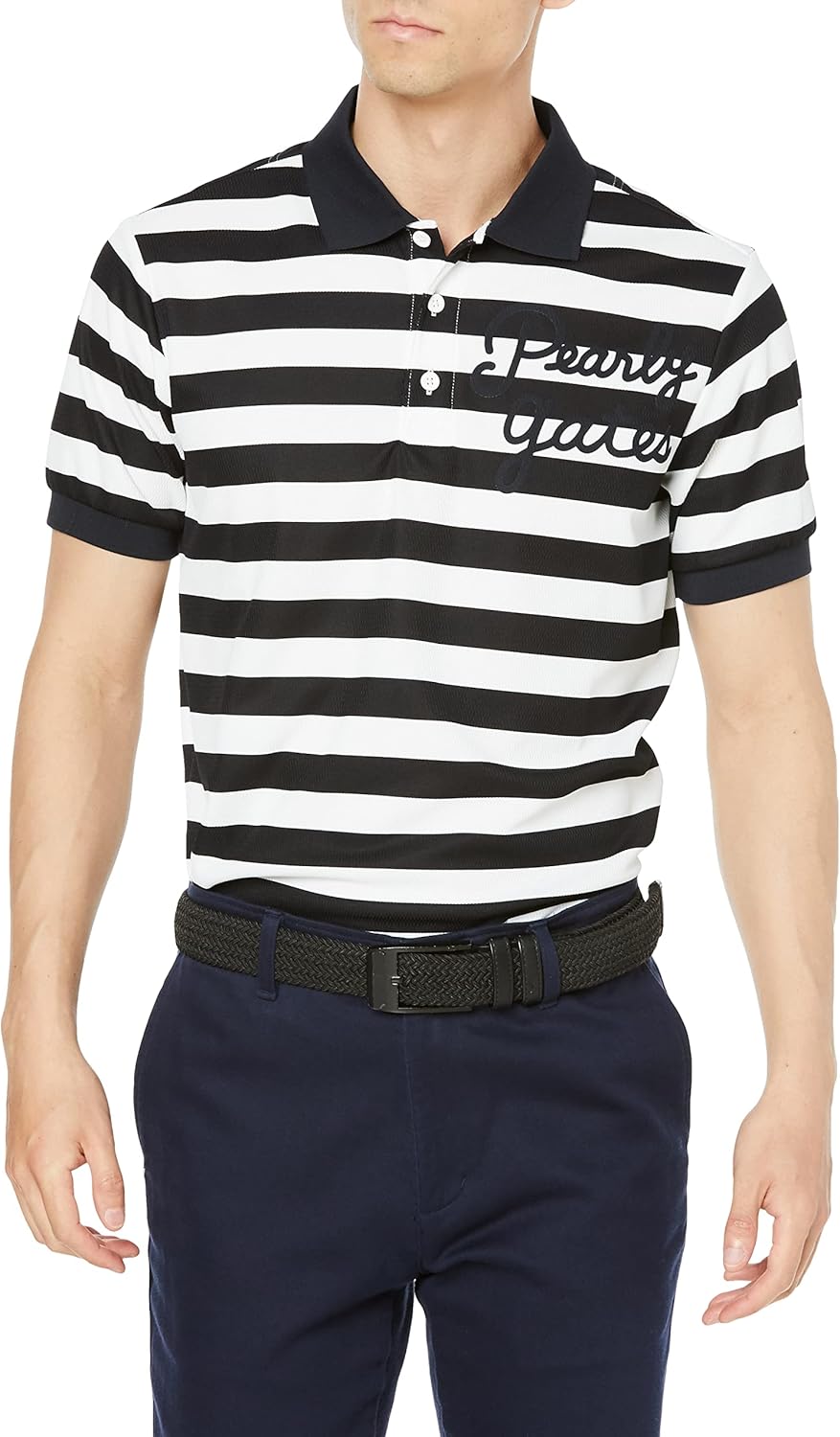 

Мужская поло-рубашка с коротким рукавом Parly Gates 053-3160419 (полосатый узор, впитывающая влагу, быстросохнущая, приятная на ощупь, защита от УФ-излучения), для гольфа Pearly Gates