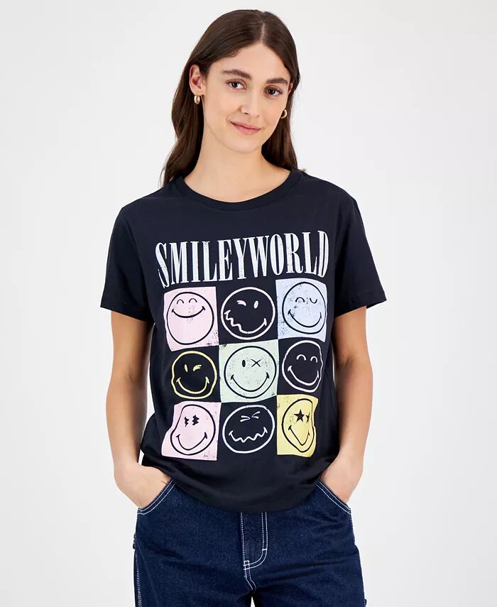 

Футболка с графическим принтом SmileyWorld для юниоров Grayson Threads, The Label, черный