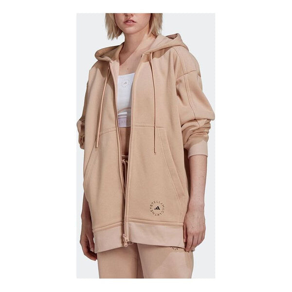 Толстовка by stella mccartney logo print zip-up hoodie 'beige' Adidas, бежевый — фото 2