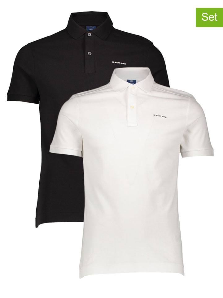 

G-Star Комплект из 2 рубашек-поло белого/черного цвета, Черный, G-Star Комплект из 2 рубашек-поло белого/черного цвета