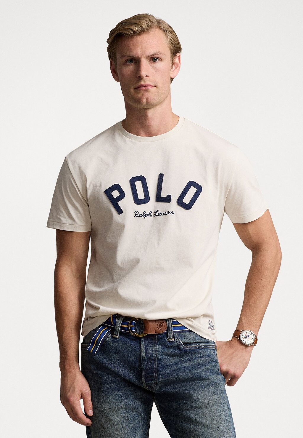 

Принт на футболке CLASSIC FIT LOGO JERSEY T-SHIRT Ralph Lauren, кремовый