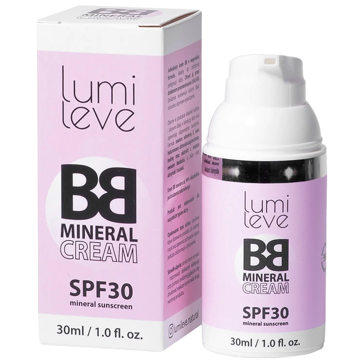 Bb крем со светофильтром spf30 b1 Lumileve Bb Mineral Cream, 30 мл
