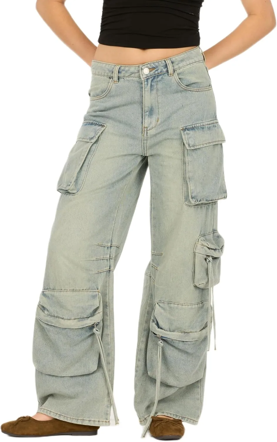 

Forever 21 женские карго джинсы - широкие с накладными карманами