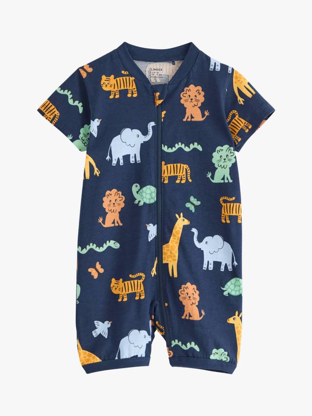 

Детский комбинезон-шортики с животным принтом из хлопка Lindex, Dark Blue