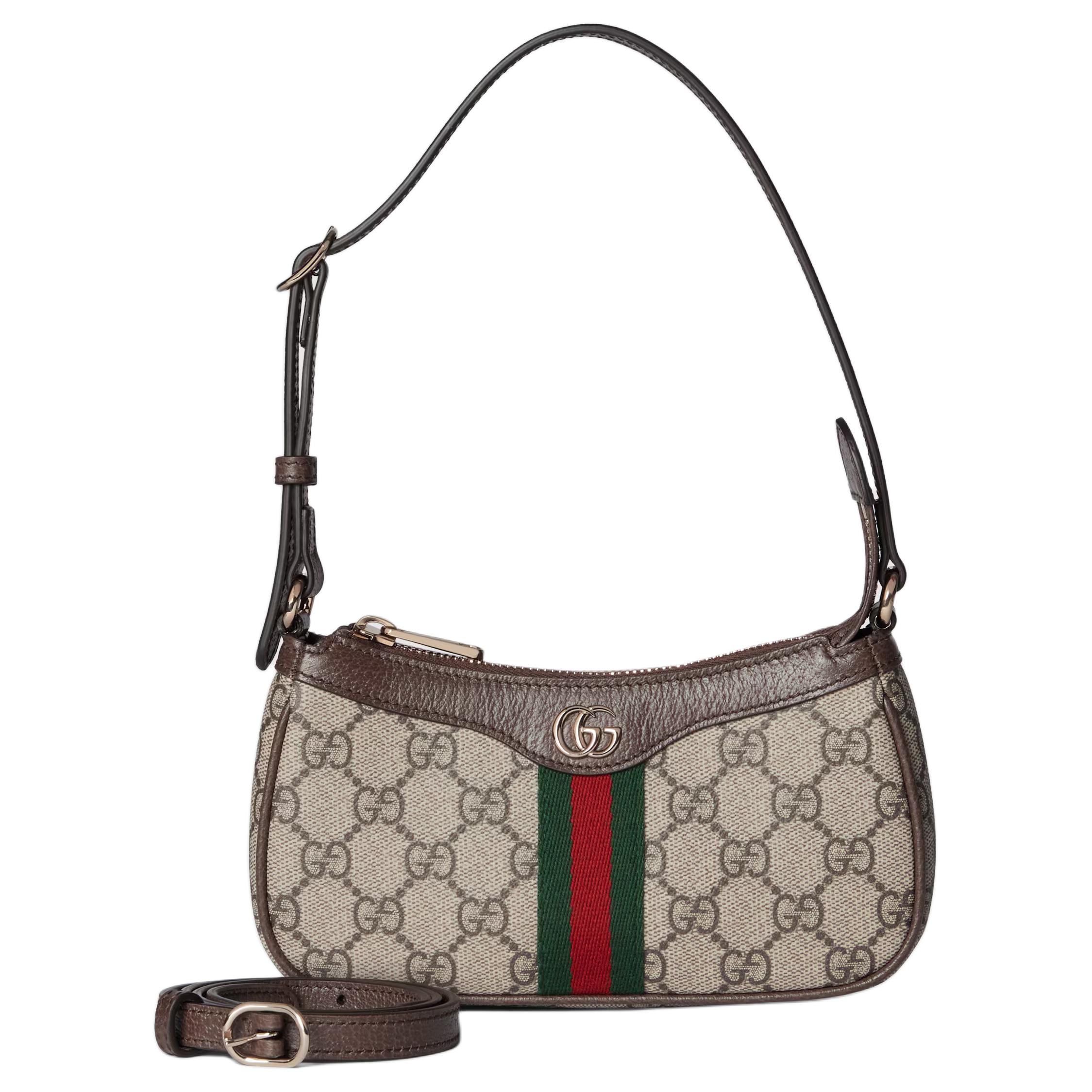 Женская мини-сумка через плечо GUCCI из канваса с кожаными деталями — фото 2