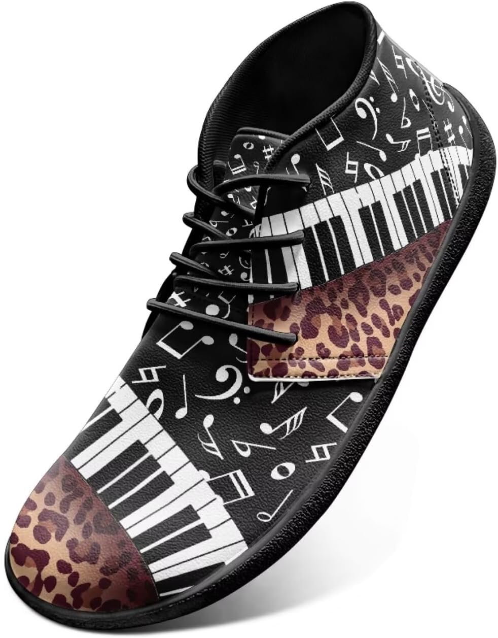 

Ботинки с широкой носочной частью, кроссовки с нотами для женщин и мужчин, модные шнурованные туфли с нулевым перепадом подошвы, минималистичная обувь Chririnla, Leopard Music Note