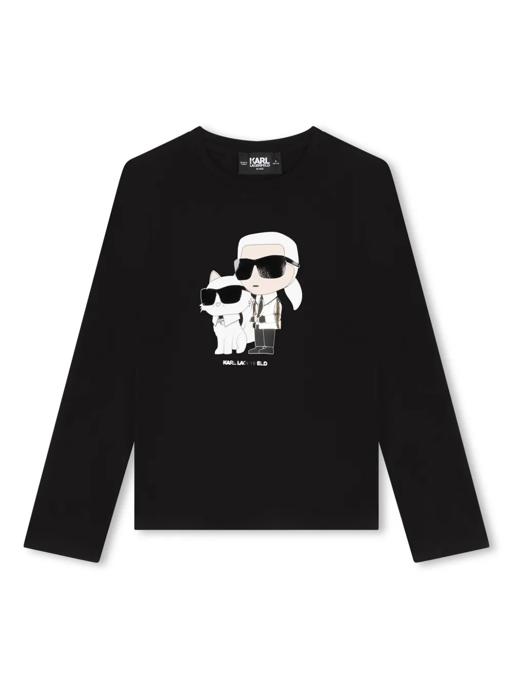 

Футболка с длинными рукавами и принтом Ikonik Karl KARL LAGERFELD KIDS, черный