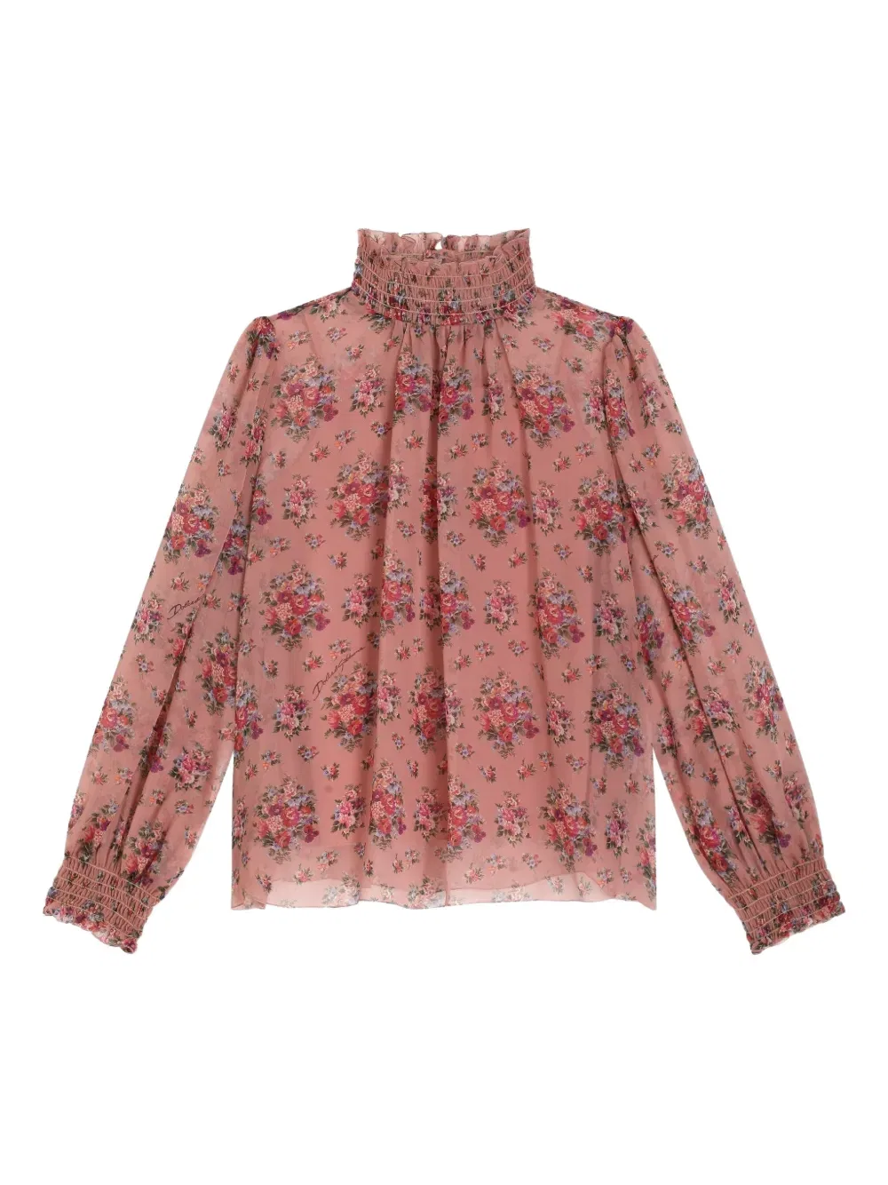 Топ с цветочным принтом и сборками Dolce & Gabbana Kids, розовый