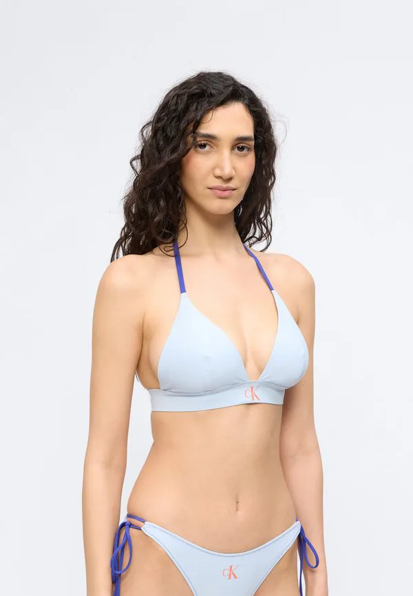 Бикини топ с монограммой в виде треугольника Calvin Klein Swimwear, Breezy Blue — фото 3