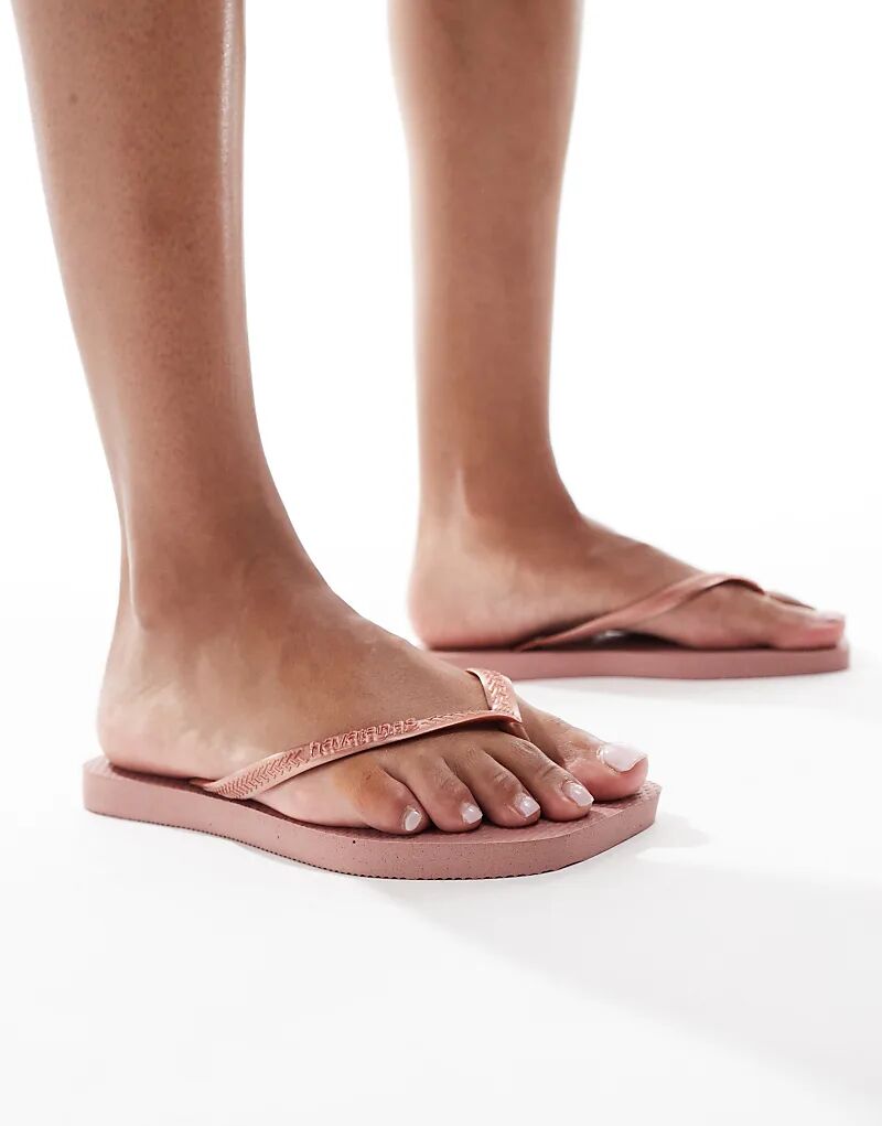 Шлепанцы Havaianas с квадратным носком цвета «крокус-роза»