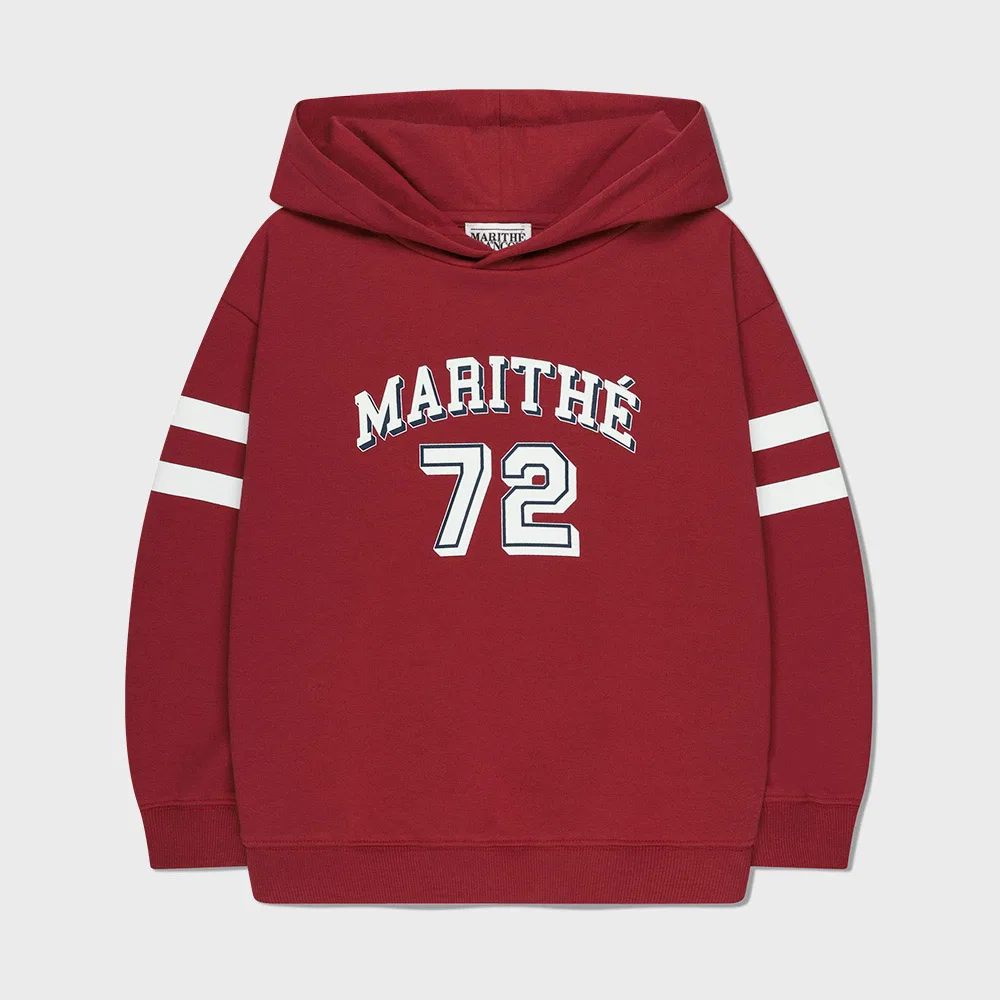 Детская толстовка с капюшоном в полоску красная от Marithé Kids — фото 2