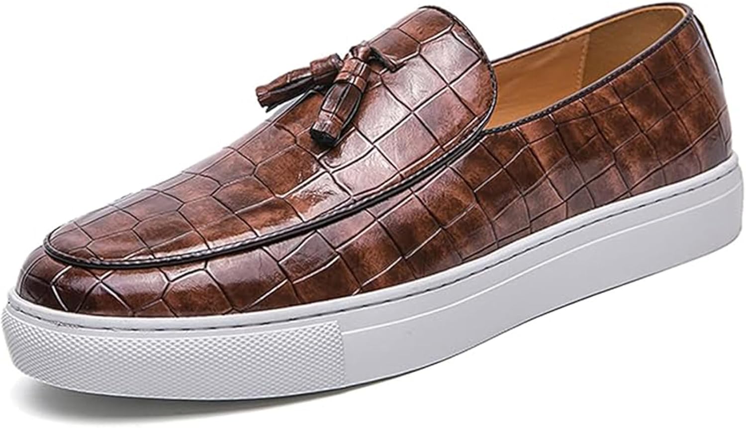 

Мужские кожаные слипоны Xinduoyu, удобные, с круглым носком и противоскользящей подошвой, для повседневной носки, коричневый