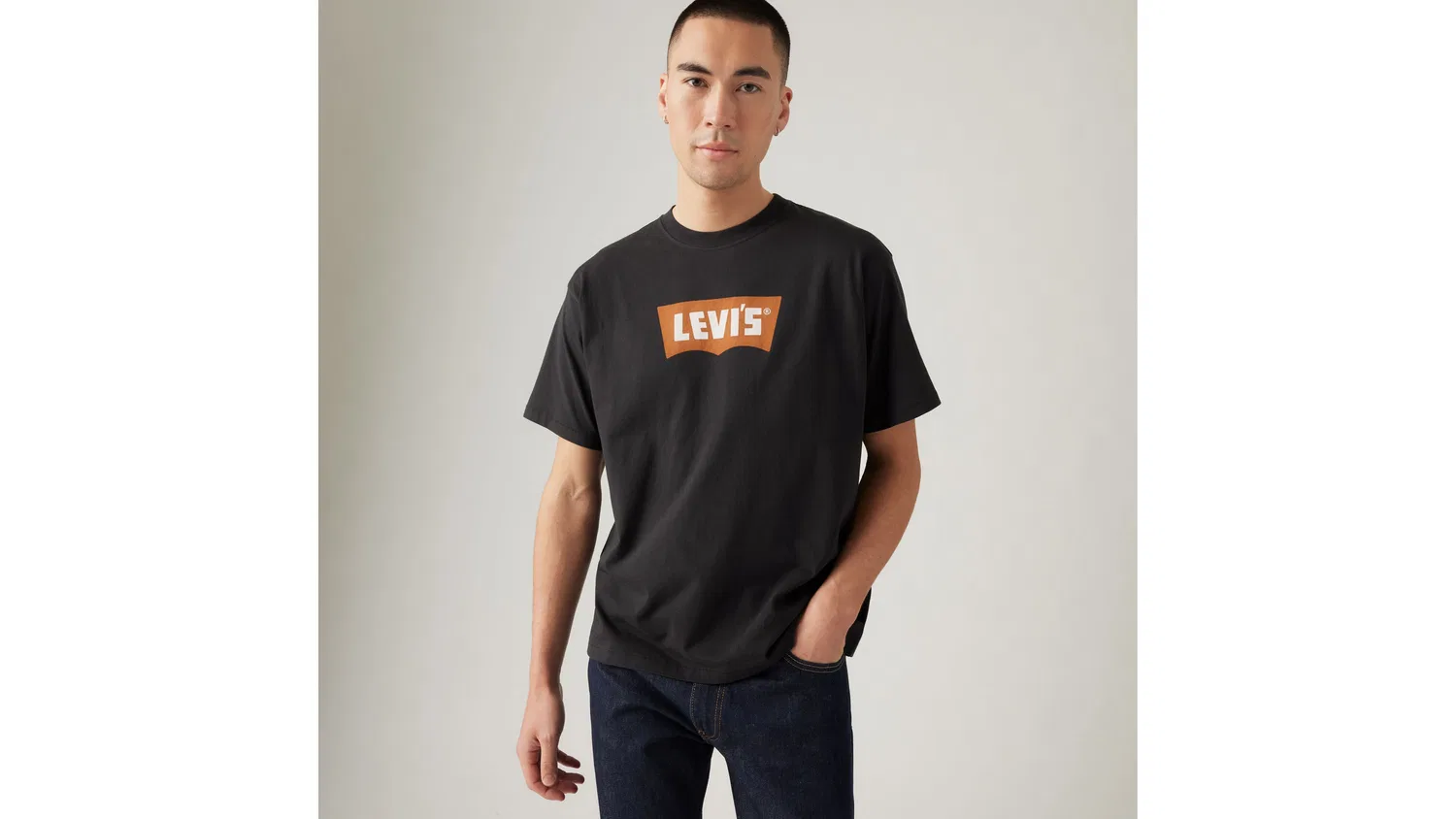 Футболка свободного кроя в винтажном стиле с принтом "летучая мышь" Levi's, Black