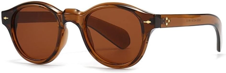 

Винтажные круглые солнцезащитные очки для женщин, модные панк-очки, очки с защитой от УФ-излучения UV400 для мужчин, трендовые солнцезащитные очки с заклепками LXLHWN, Brown Brown