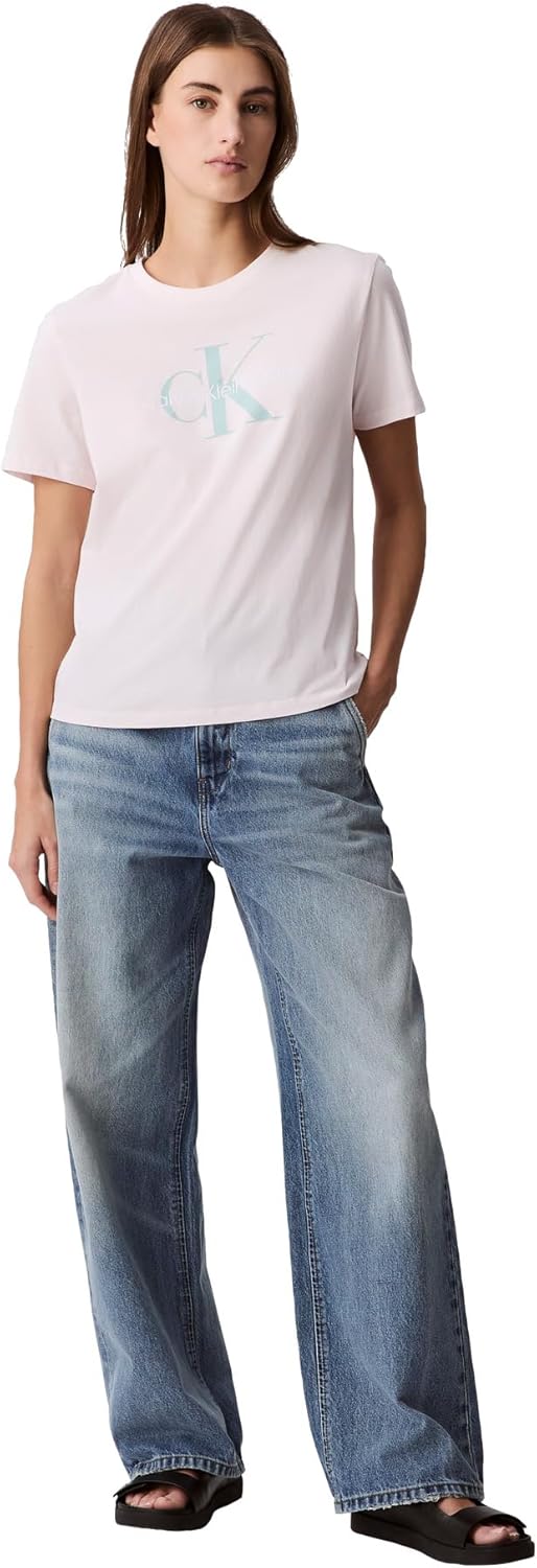 Женская футболка с круглым вырезом и монограммой Calvin Klein, Pearl — фото 3
