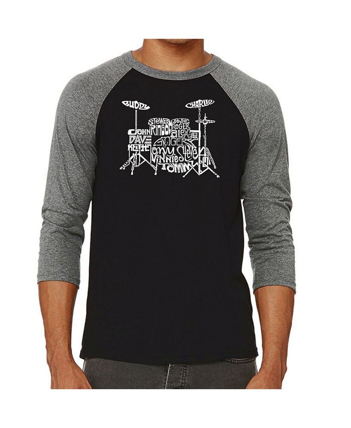 

Мужская футболка реглан Word Art Drums LA Pop Art, серый