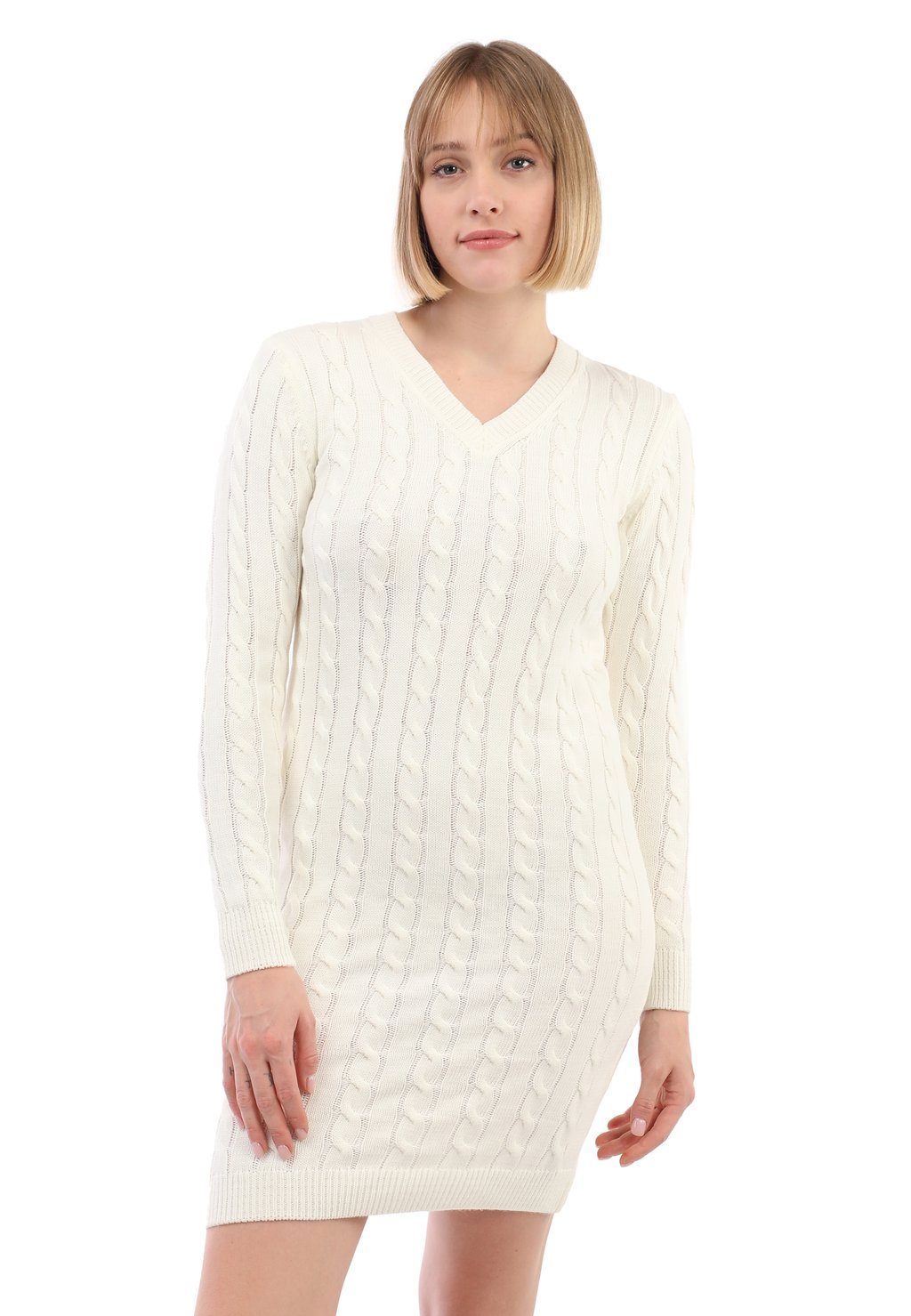 

Платье-футляр CABLE V-NECK Felix Hardy, молочный