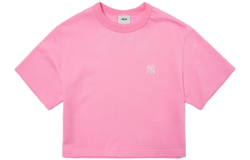 

Футболка прямого крона женская розовая MLB