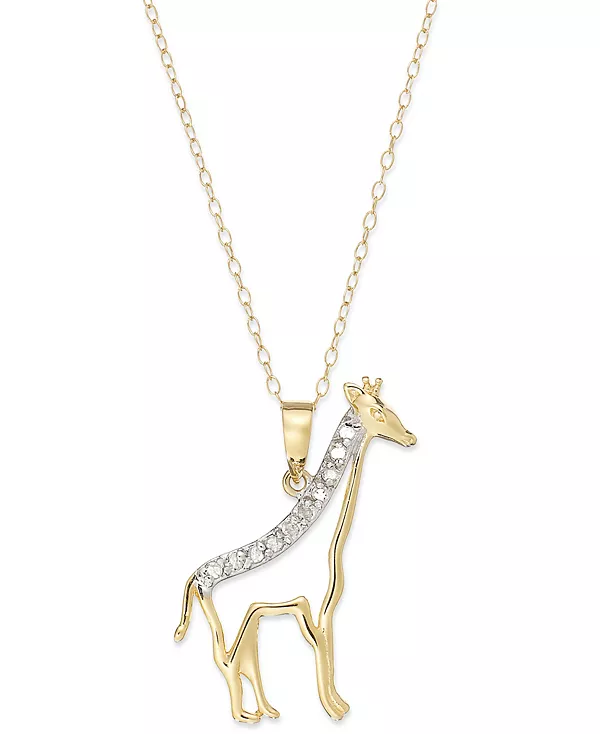 

Ожерелье с подвеской в виде жирафа с бриллиантами из 18-каратного золота на стерлинговом серебре (1/10 карата) Macy'S, none