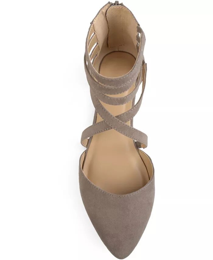 Женские балетки Marlee Strappy с острым носком Journee Collection, коричневый/бежевый — фото 4