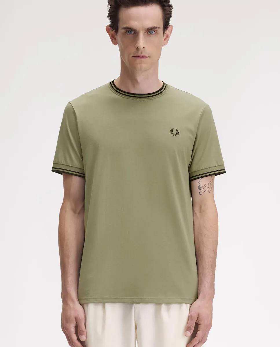

Мужская футболка с коротким рукавом и круглым вырезом Fred Perry, цвет Kaki