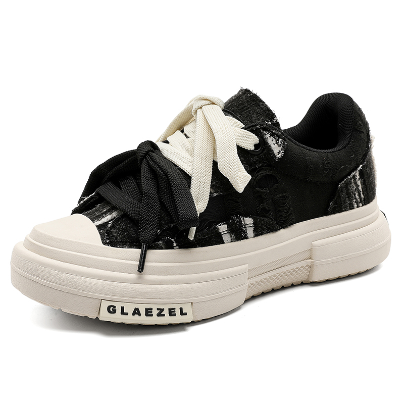 

MUYI Увеличение роста устойчивые к истиранию дышащие низкие скейтбордские кроссовки унисекс черные женские, цвет Black Women's