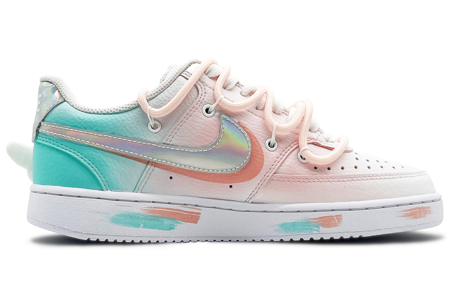 

Кроссовки Nike Court Vision 1 Skateboard Shoes Women's Low-Top Pink Green/White