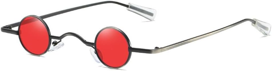 

Винтажные панк-солнцезащитные очки для мужчин, маленькие круглые солнцезащитные очки для женщин, широкая переносица, металлическая оправа, очки для велоспорта, очки для вождения WNCKSQ, Black-red