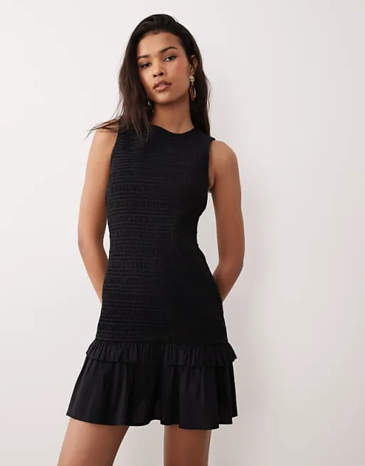 

Черное платье мини с заниженной талией и оборками Nothing's Child Henley