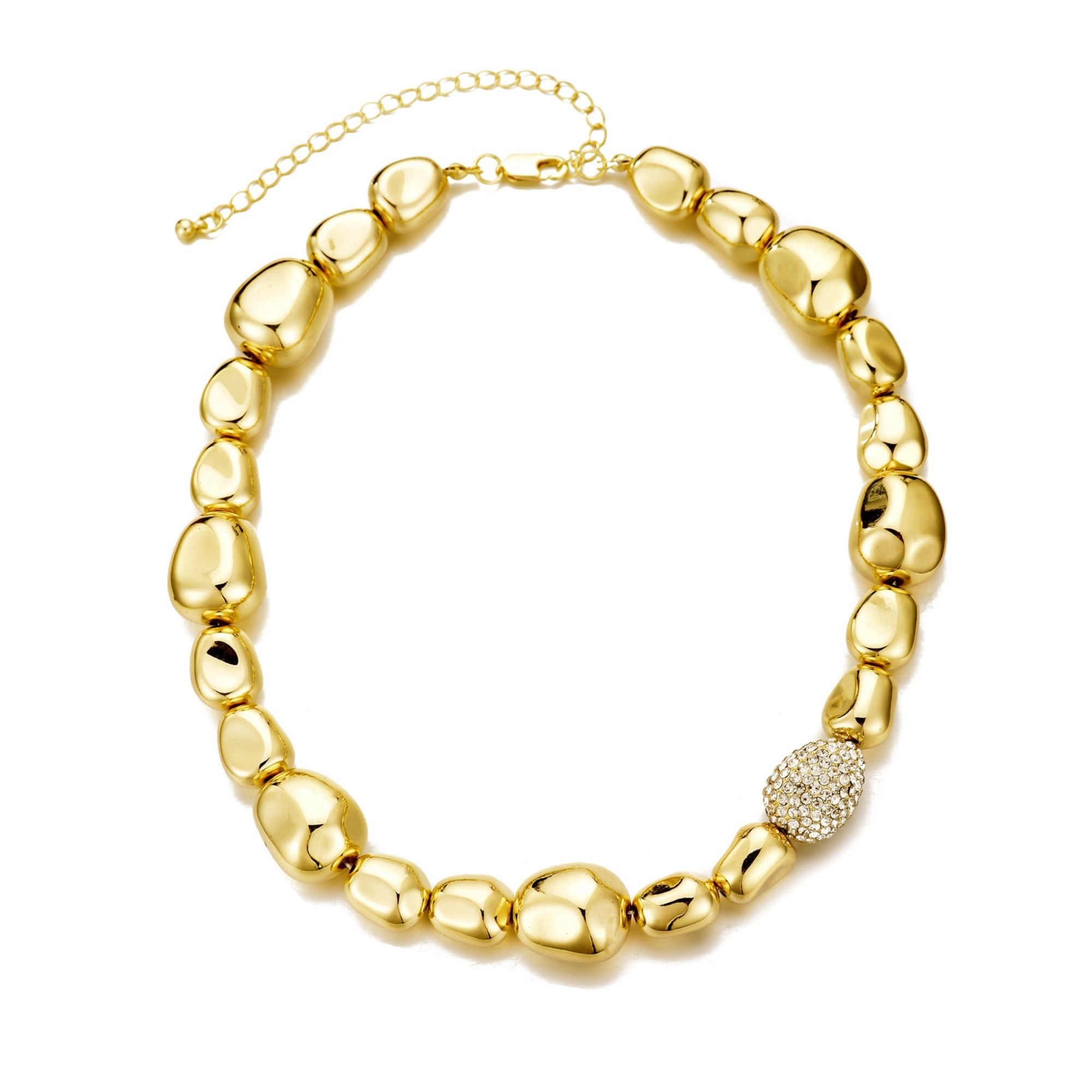 

Ожерелье из 14-каратного золота с зернистой отделкой и кристаллом в центре Adornia, золотой