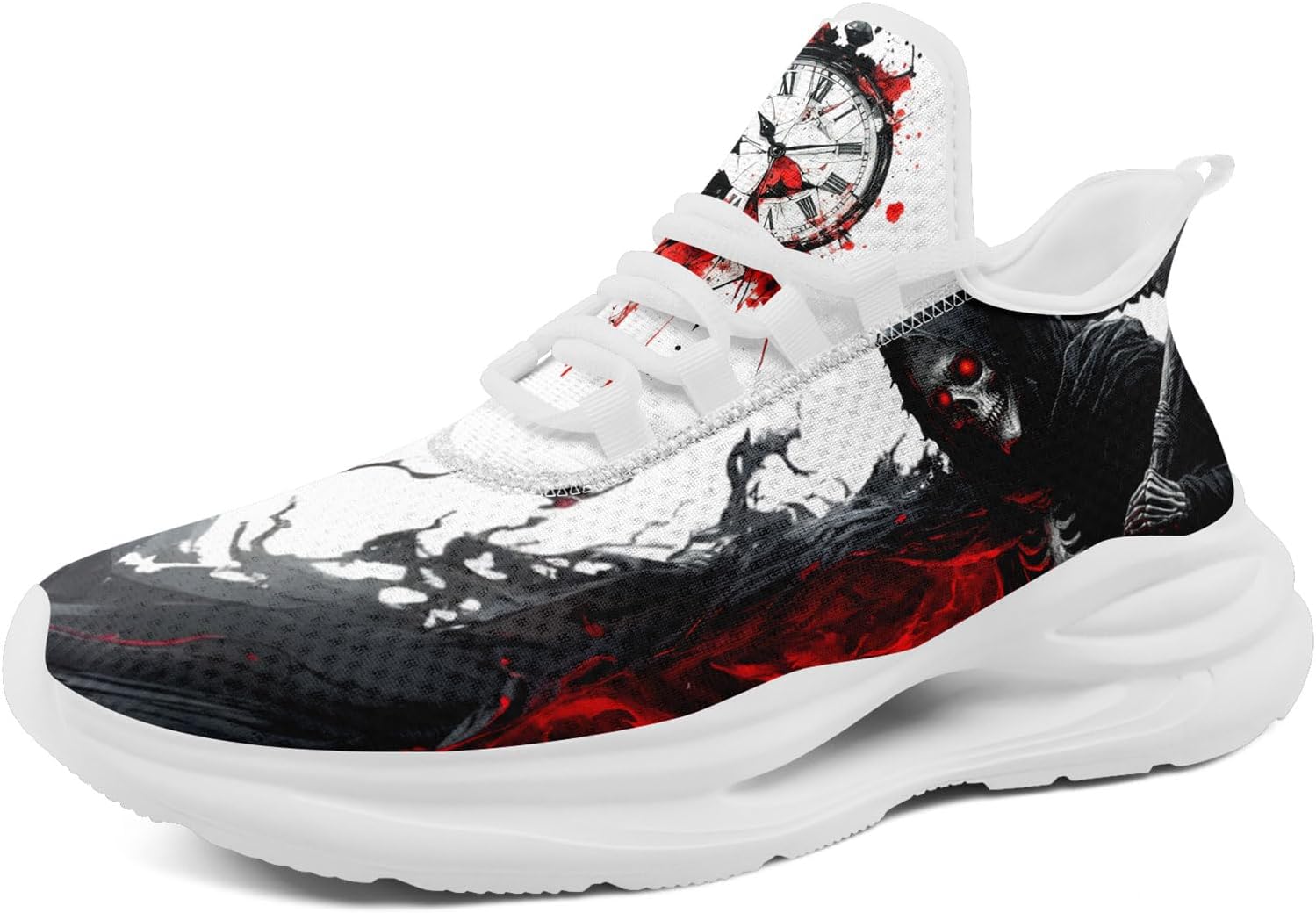 

Кроссовки AWSOLE Fashion Skull для мужчин и женщин, легкие, дышащие, на шнуровке, готические, для бега, тенниса, бейсбола и тренировок, белый/черный/красный