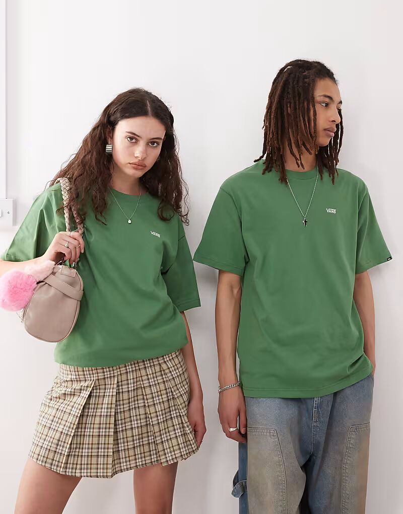 

Футболка Vans свободного кроя с логотипом на левой стороне груди в цвете fairway green