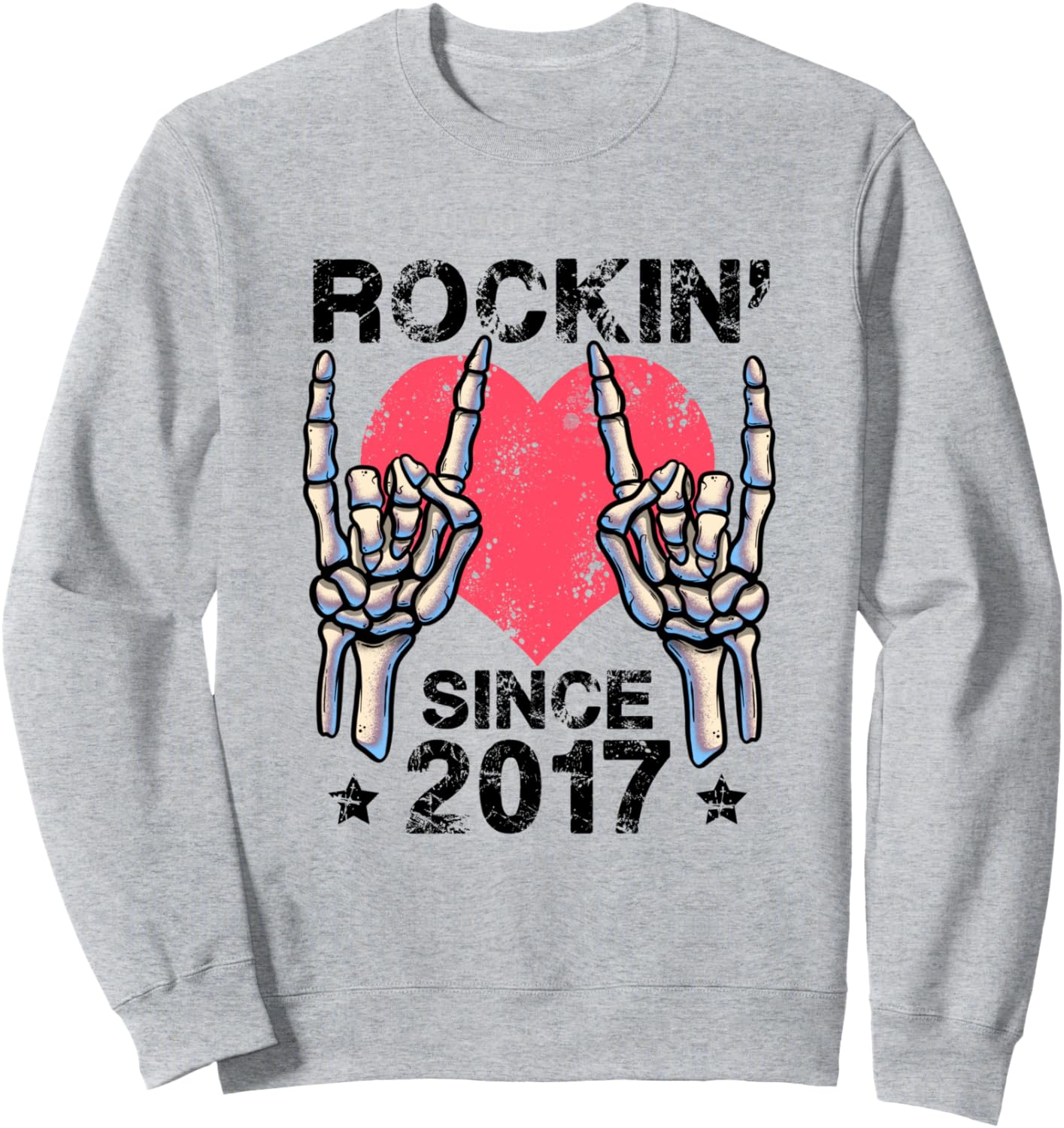 

Рок-н-ролл с 2017 года. Ретро-толстовка в стиле рок-н-ролл Visit Rock And Roll Birthday Shop Rockin Since, серый