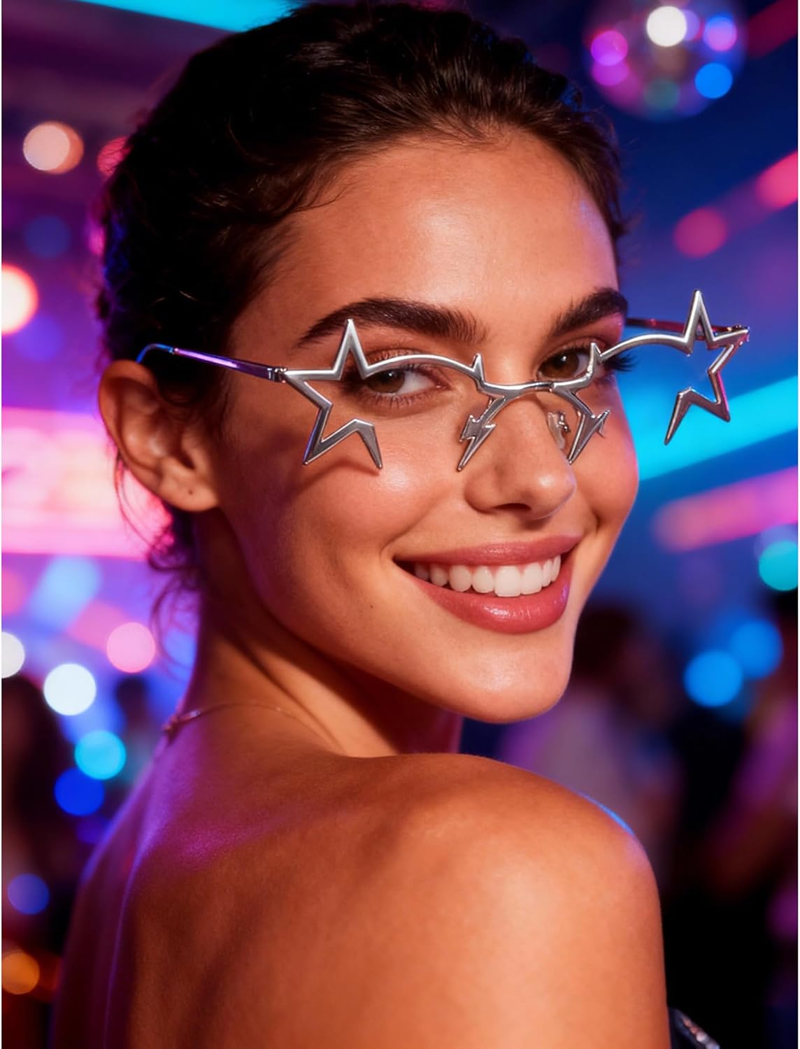 

Винтажные солнцезащитные очки Melrose в форме звезды Y2K для женщин, модные безободковые солнцезащитные очки без линз, защита от УФ-излучения UV400, для вечеринок и фестивалей, Pink