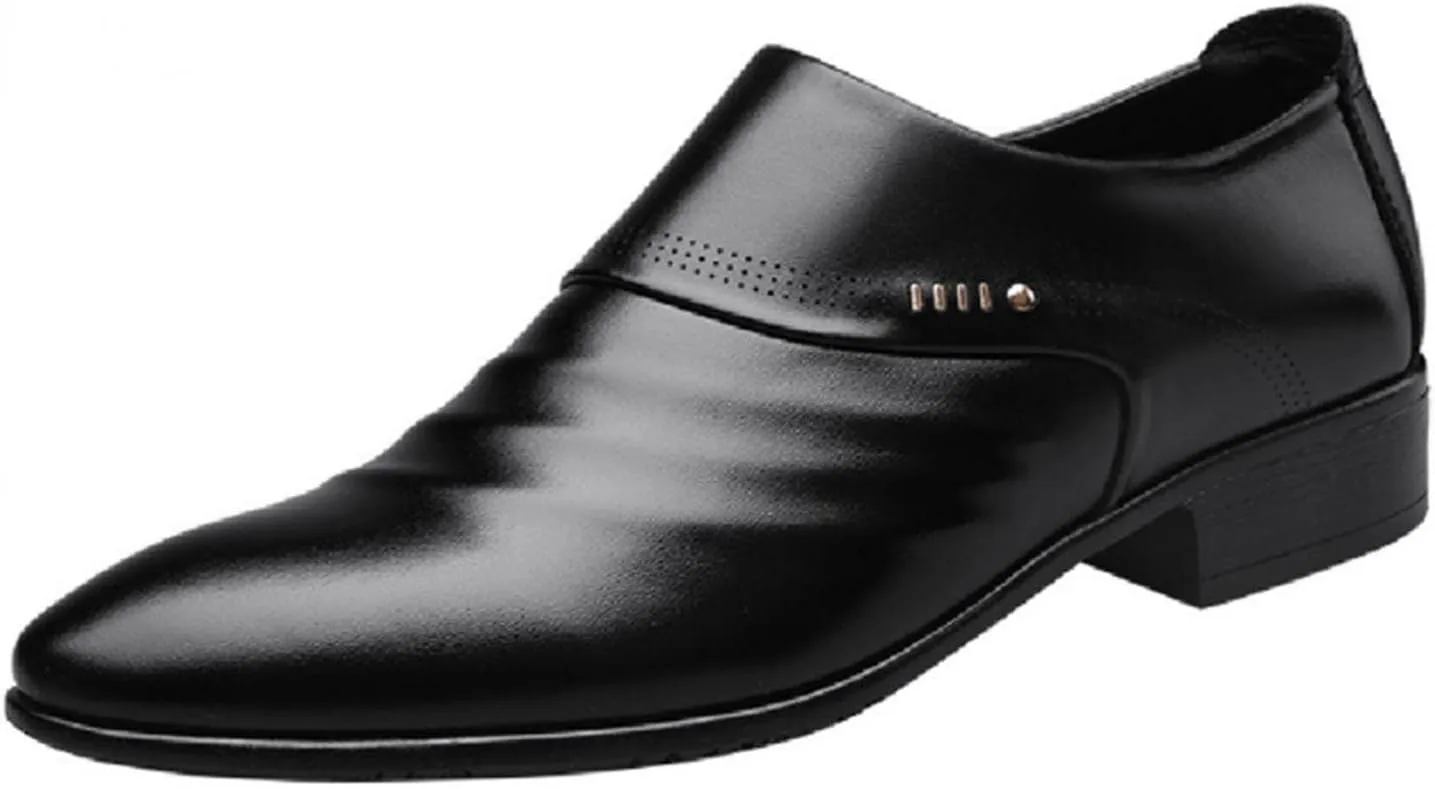 Мужские оксфорды Hbeylia Wingtip, классические туфли на шнуровке, модные формальные, из искусственной кожи, с заостренным носком, лоферы на слипоне для мужчин, для бизнеса, офиса, работы, свадеб и вечеринок, черный — фото 2