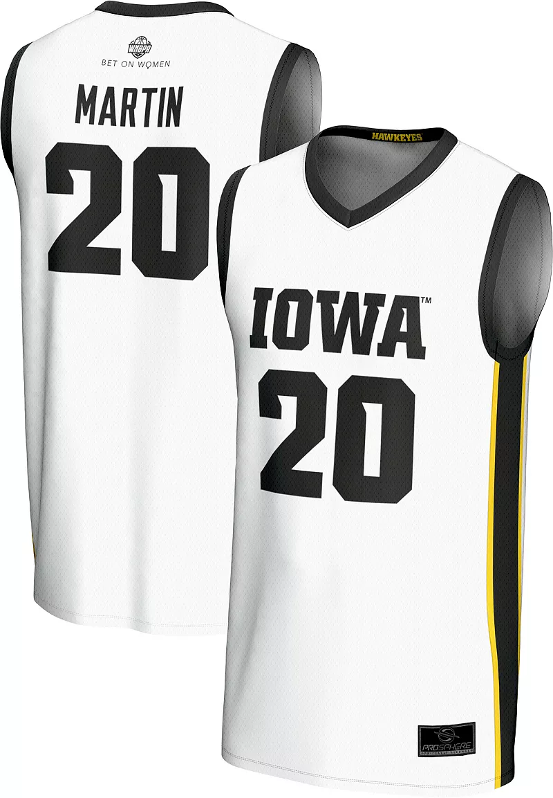 

Полная сублимированная баскетбольная майка выпускников PrSphere Youth Iowa Hawkeyes # 20, белая реплика Кейт Мартин ProSphere